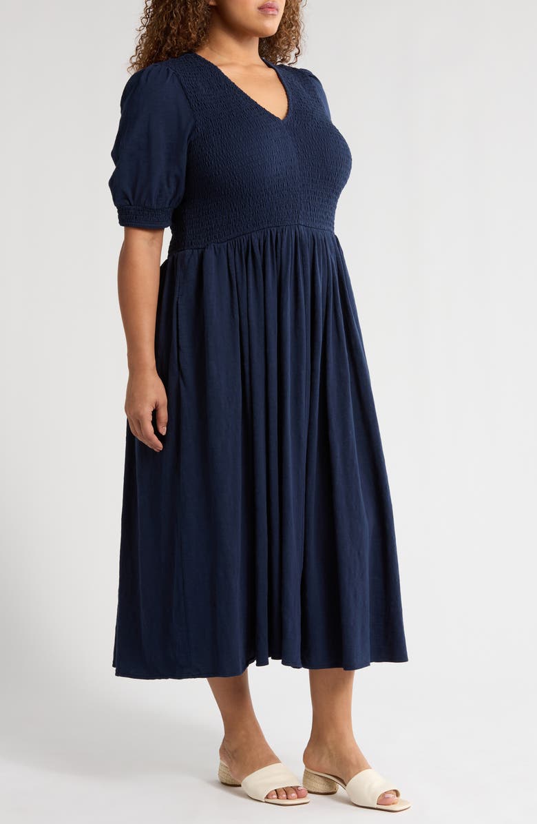 Caslon<sup>®</sup> Smocked Bodice Cotton Jersey Dress, Alternate, color, 