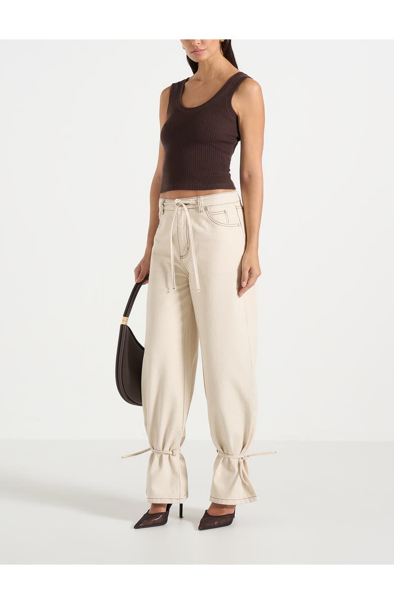Manière De Voir Faye Wide Leg Jeans With Tie Waist, Alternate, color, Cream