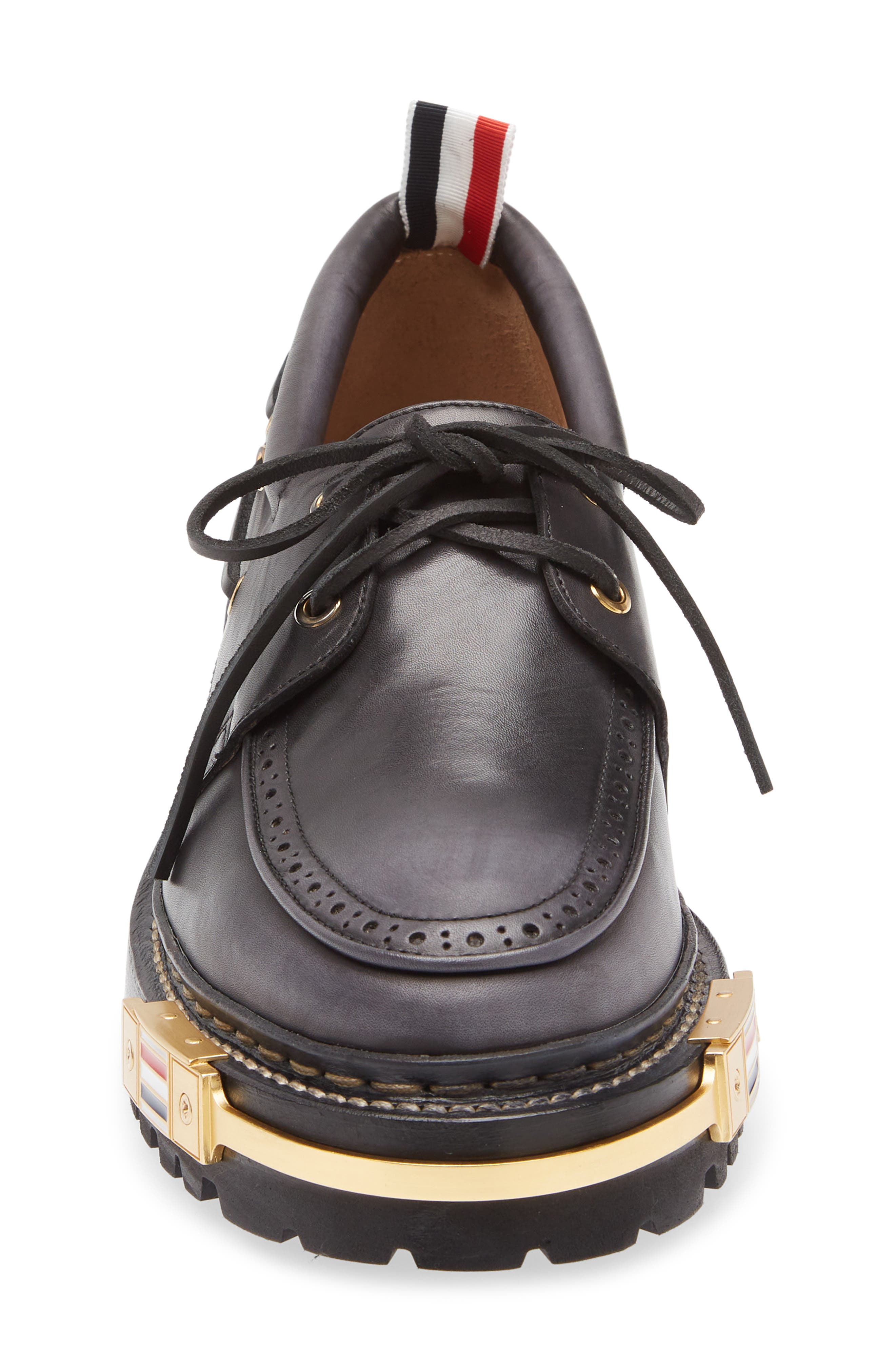 Thom Browne Lug Sole Boat Shoe, Alternate, color, Black