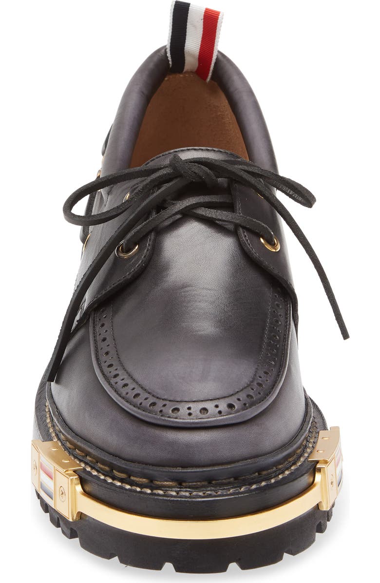 Thom Browne Lug Sole Boat Shoe, Alternate, color, Black