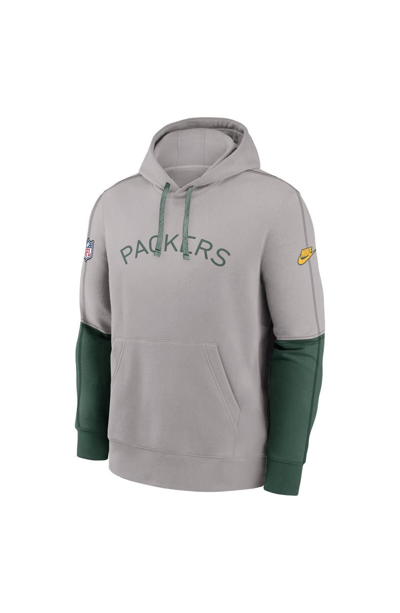 Nike Men's Nike Gray Green Bay Packers Alternate Logo Club Tri-Blend Pullover Hoodie, Alternate, color, Gray