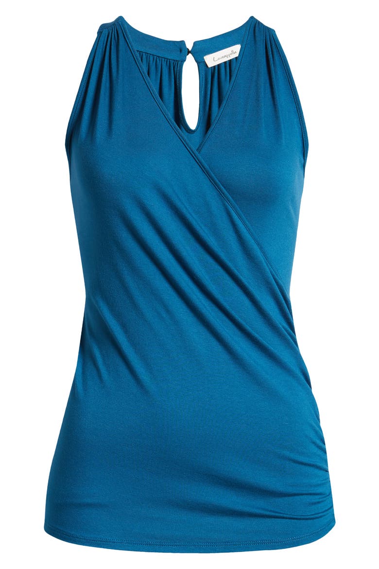 Faux Wrap Tank, Alternate, color, TEAL