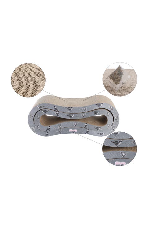 Suvi 26" Modern Cardboard Infinity 2-in-1 Lounge Bed Cat Scratcher with Catnip