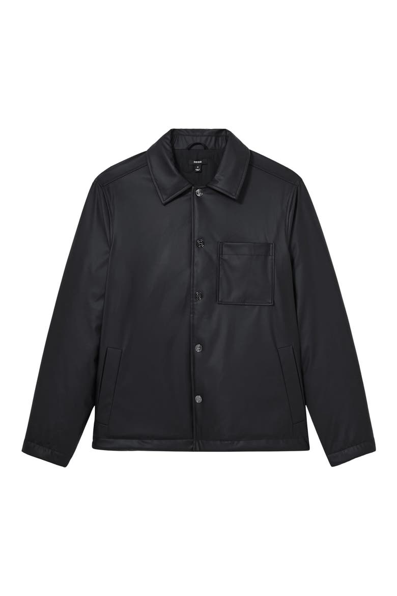 Hyde Faux Leather Shirt Jacket, Alternate, color, NAVY