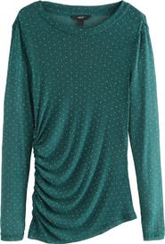 NEXT Ruched Mesh Sparkle Top