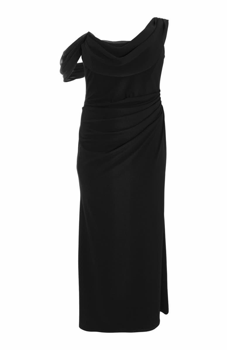 QUIZ Plus Size Cold Shoulder Detail Maxi Dress, Alternate, color,