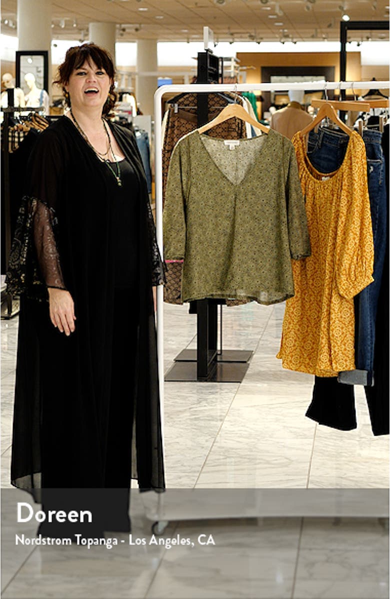 Women's Lace Trim V-Neck Blouse, sales video thumbnail