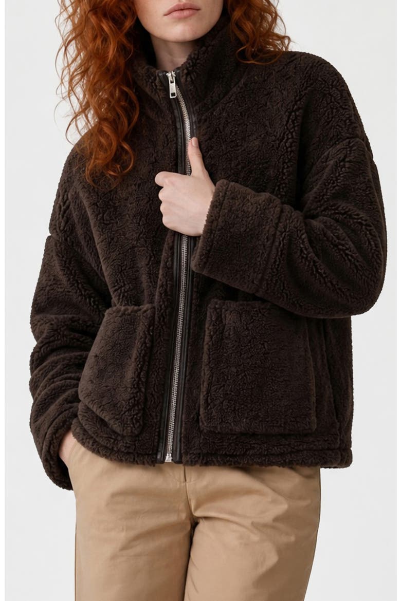 Jinni Faux Fur Jacket, Alternate, color, BROWN