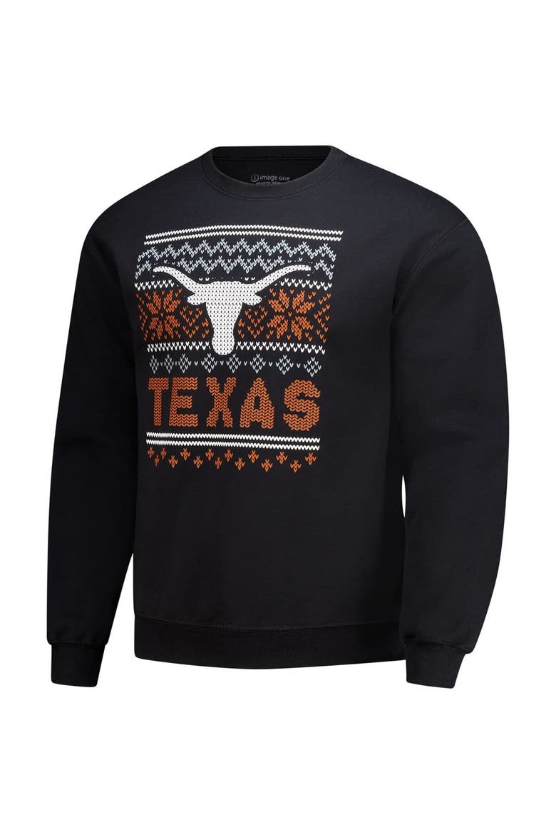 Men's  Black Texas Longhorns Holiday Fleece Sweatshirt, Alternate, color, Black