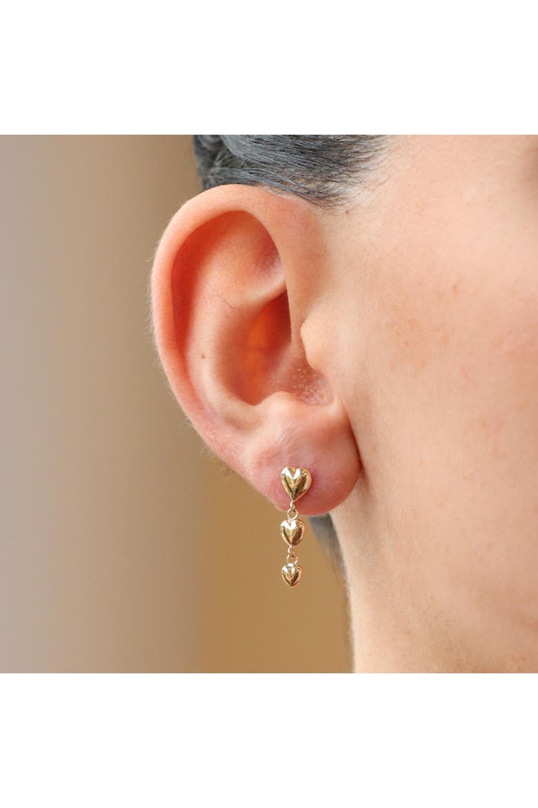 Gold Heart Dangle Screw Back Earrings, Alternate, color, Gold