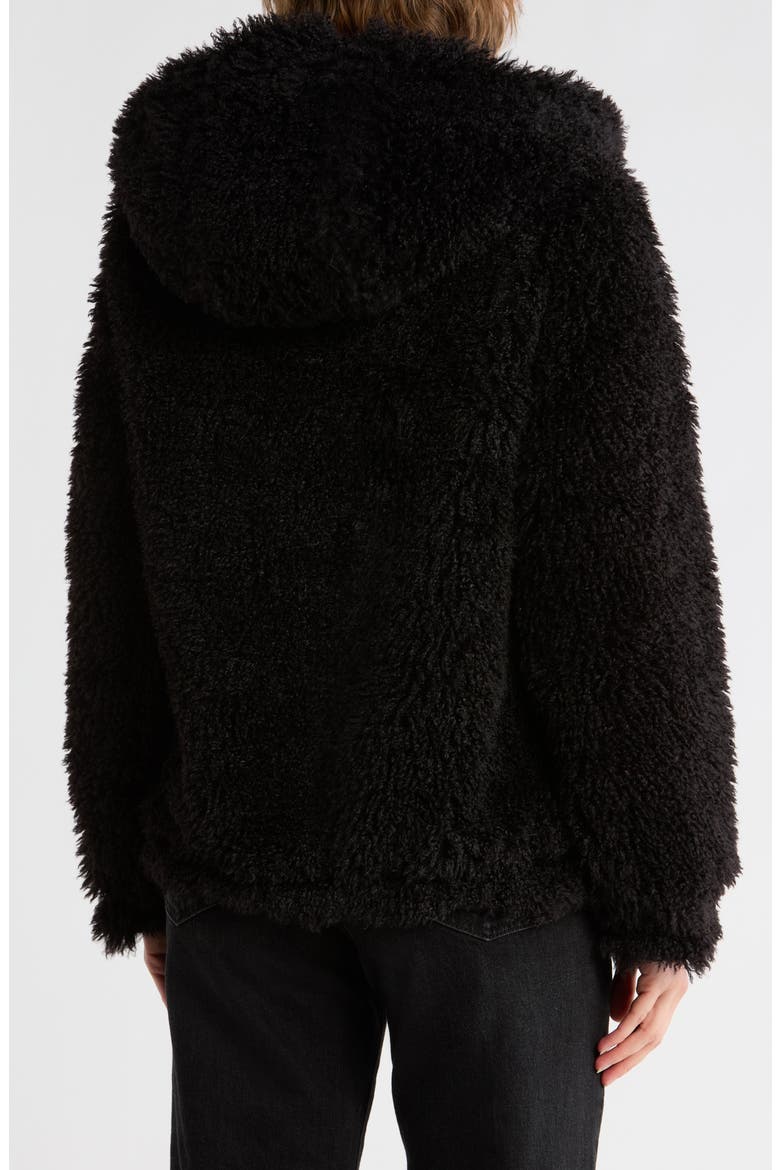 Teddy Faux Shearling Hooded Jacket, Alternate, color, BLACK