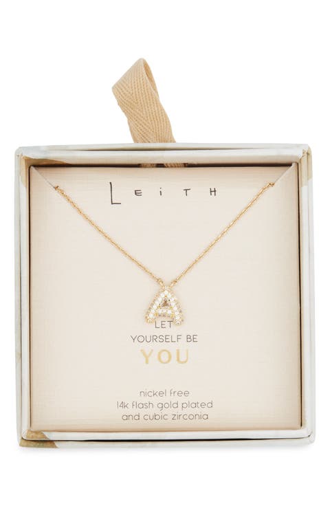 Cubic Zirconia Initial Pendant Necklace