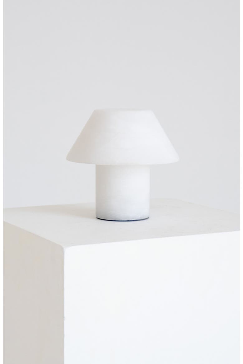 Alora 7" LED Alabaster White Natural Stone Desk Lamp, Main, color, White Alabaster