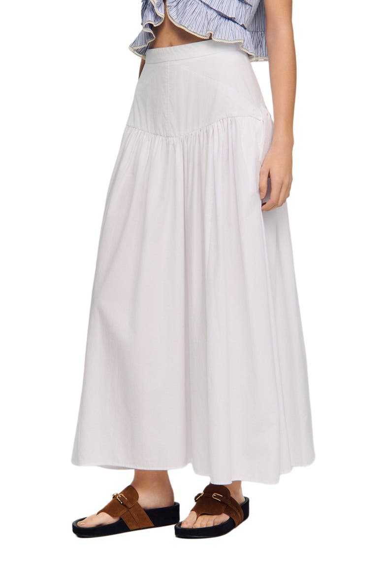 Long poplin skirt with ties, Main, color, White