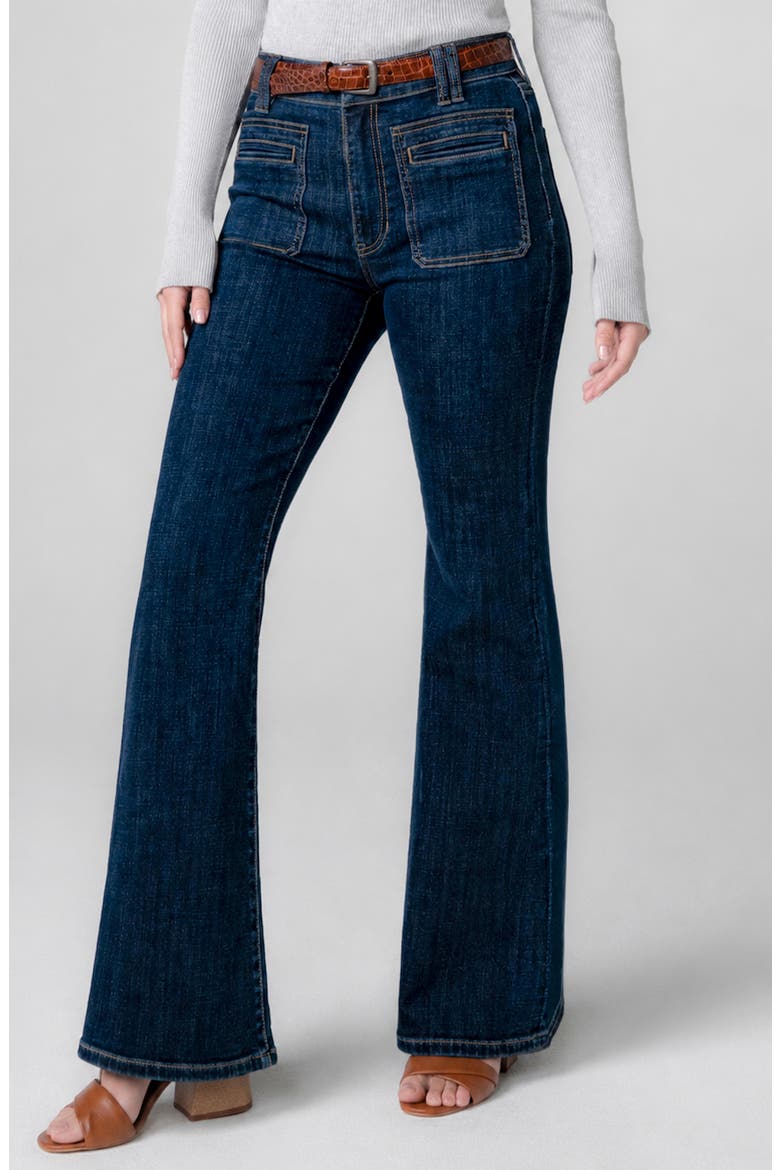 Hannah Patch Pocket Crop Flare Jeans, Main, color, COLLEGIATE BLUE