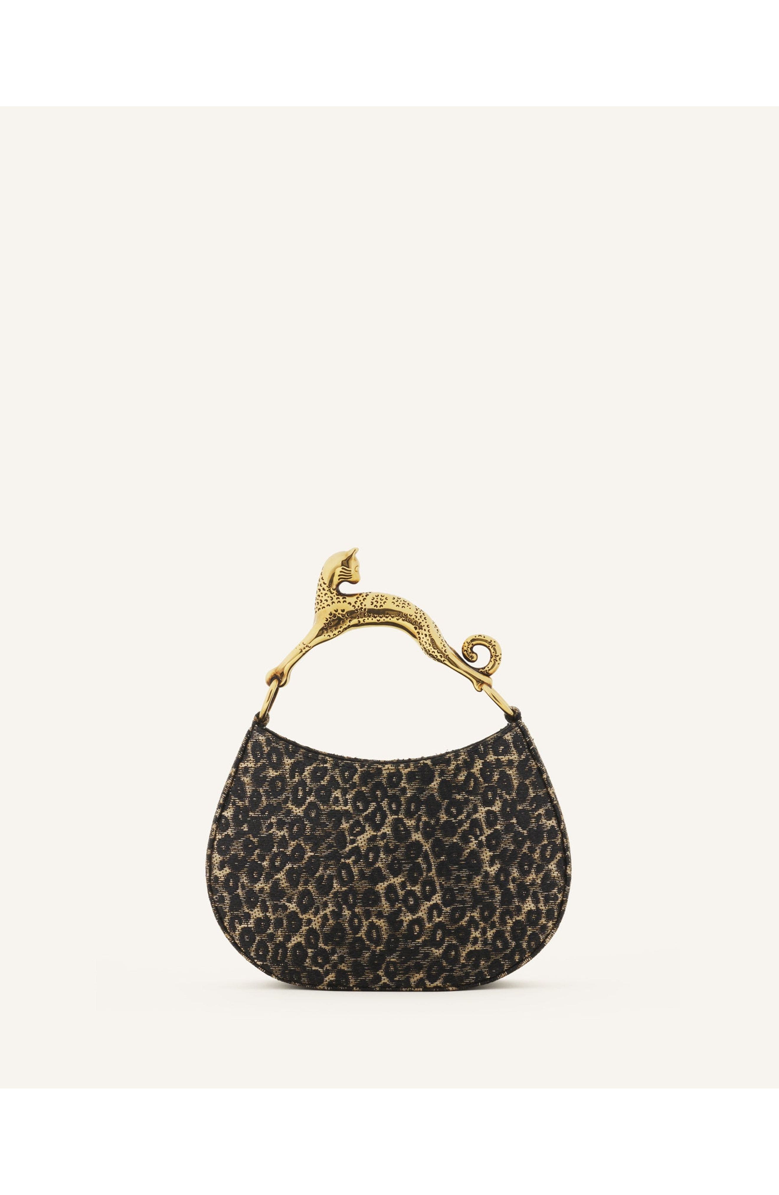 Lanvin Hobo Cat Small Raffia Bag With A Leopard Print And Cat Handle, Main, color, Beige/Black