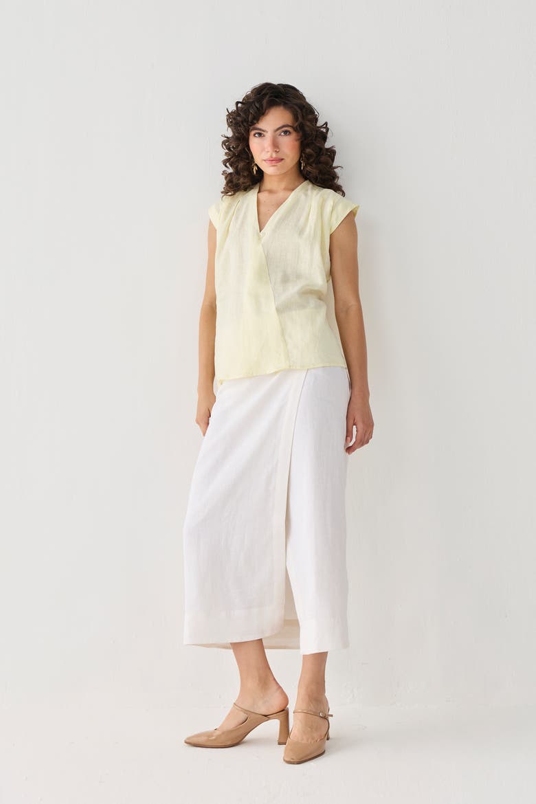 V-Neck Overlap Top, Alternate, color, Butter Lemon