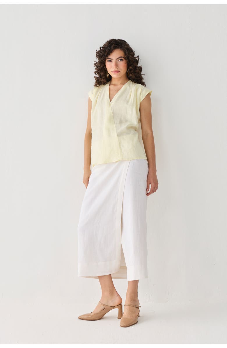 Reistor V-Neck Overlap Top, Alternate, color, Butter Lemon