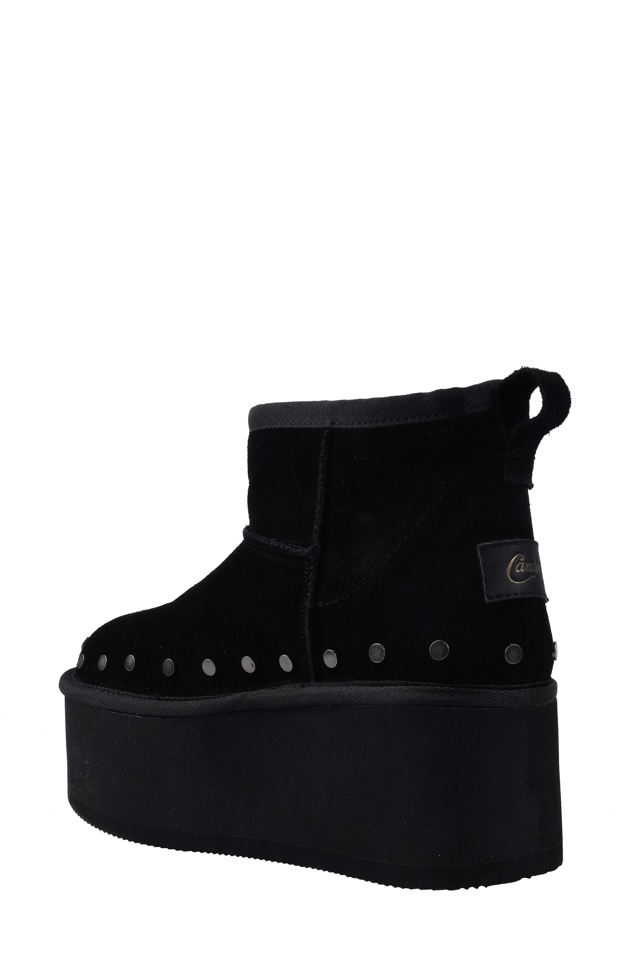 Candie's Shye Faux Fur Platform Bootie, Alternate, color, Black