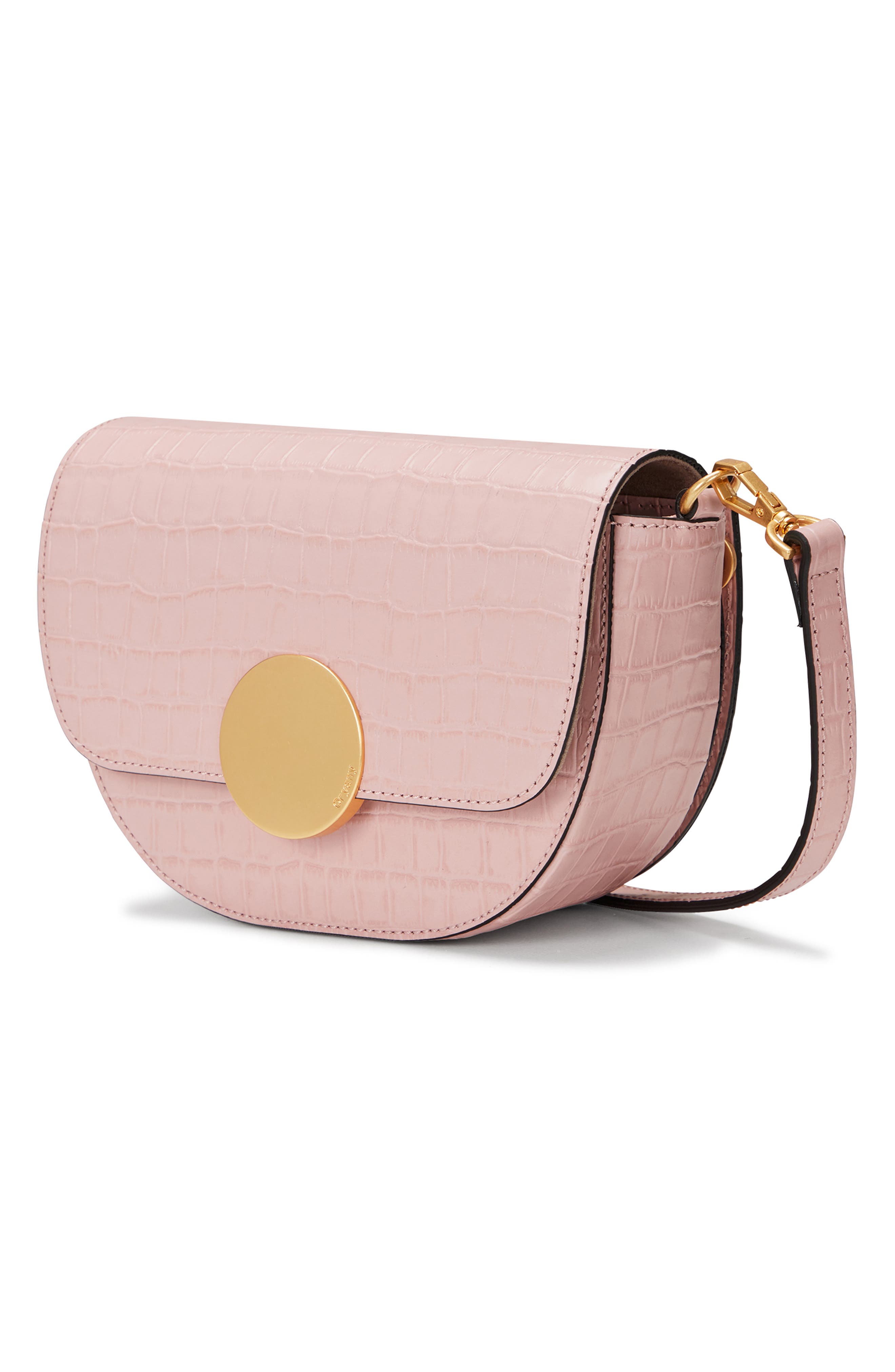 Lottie Croc Embossed Crossbody Bag, Alternate, color, VINTAGE PINK