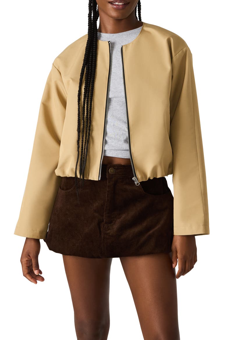 Heidi Cotton Blend Jacket with Removable Hood, Main, color, KHAKI