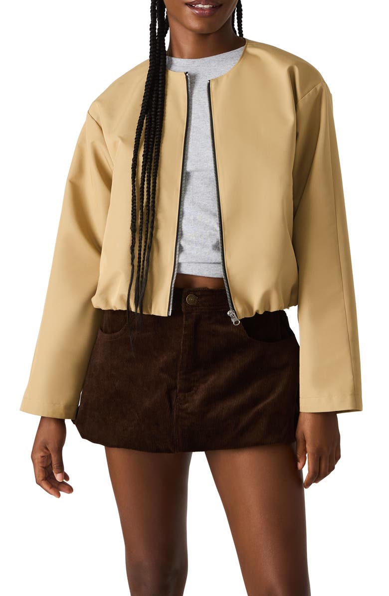 Steve Madden Heidi Cotton Blend Jacket with Removable Hood, Main, color, Khaki