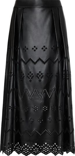 スカート AMERI FAKE LEATHER EMBROIDERY SKIRT Ameri（アメリ）の「SYNTHETIC LEATHER EMBROIDERY SKIRT