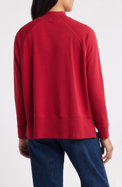 Eileen Fisher Mock Neck Long Sleeve Top In Red
