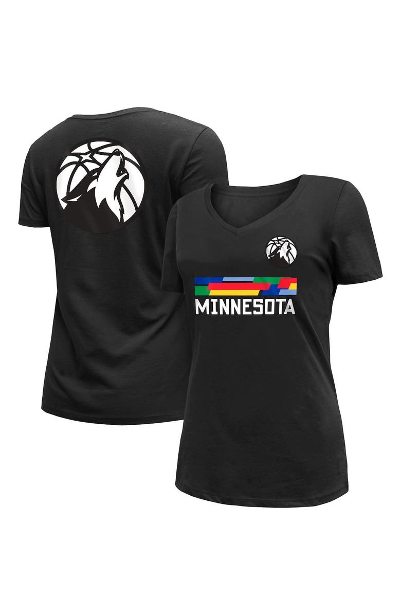 New Era Women's New Era Black Minnesota Timberwolves 2022/23 City Edition V-Neck T-Shirt, Main, color,