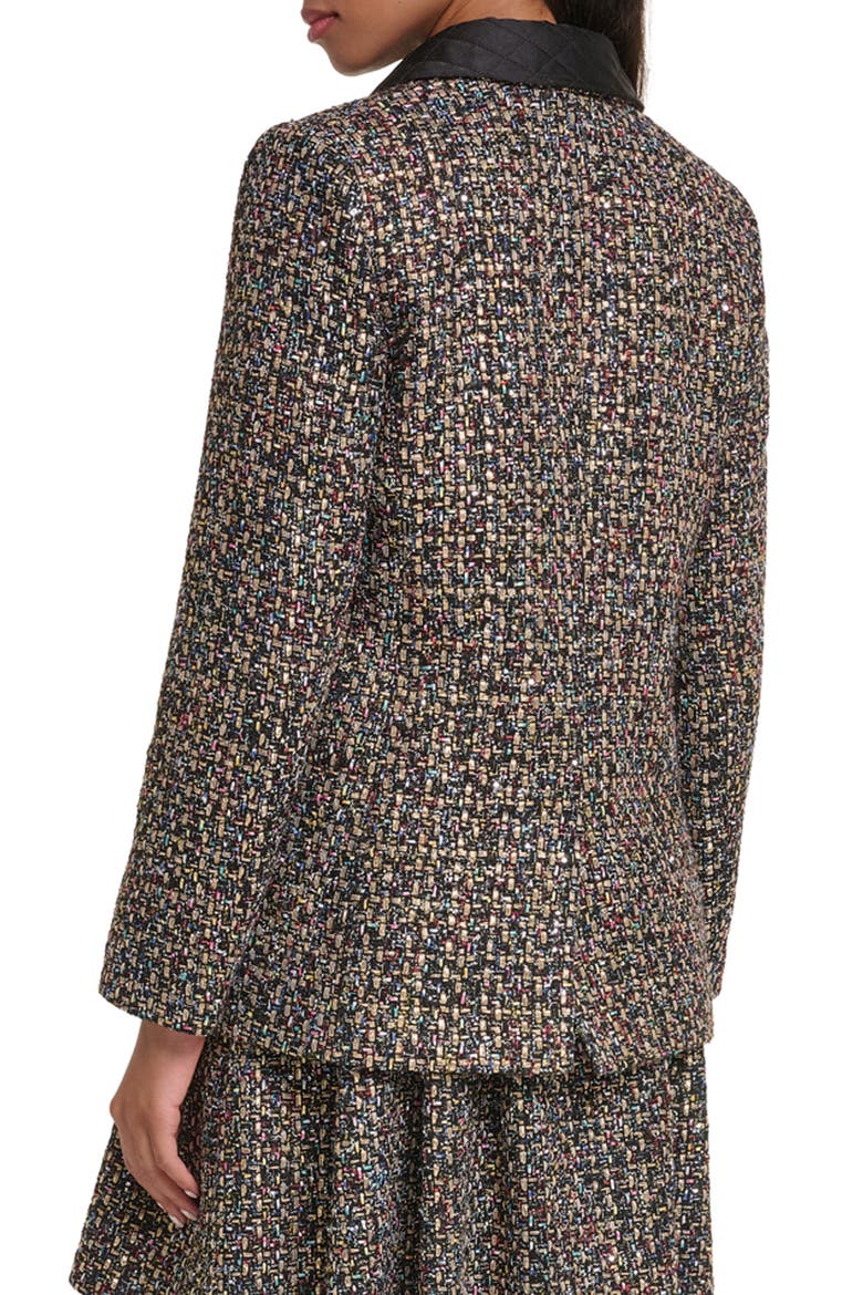 Quilted Accent Tweed Jacket, Alternate, color, BLACK MULTI