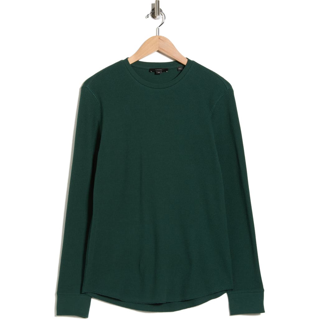 Vince Crewneck Cotton Thermal Sweater In Green