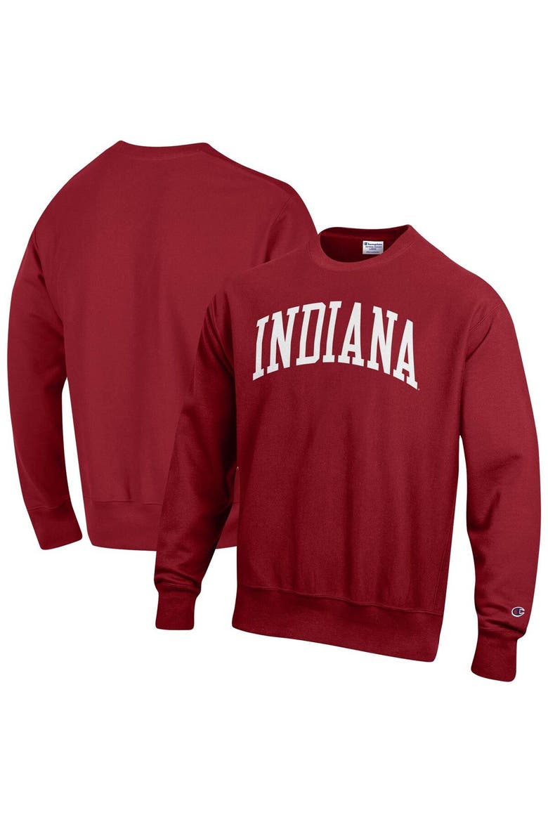 Men's Champion Crimson Indiana Hoosiers Arch Reverse Weave Pullover Sweatshirt, Main, color, Crimson