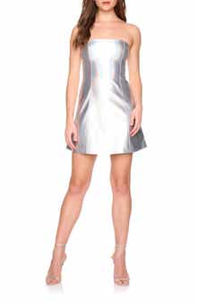 Susana Monaco Strapless Iridescent Faux Leather Minidress