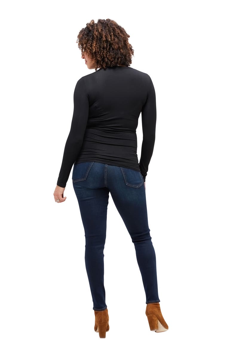 Liv Long Sleeve Sculpting Maternity Crew Neck Tee, Alternate, color, BLACK