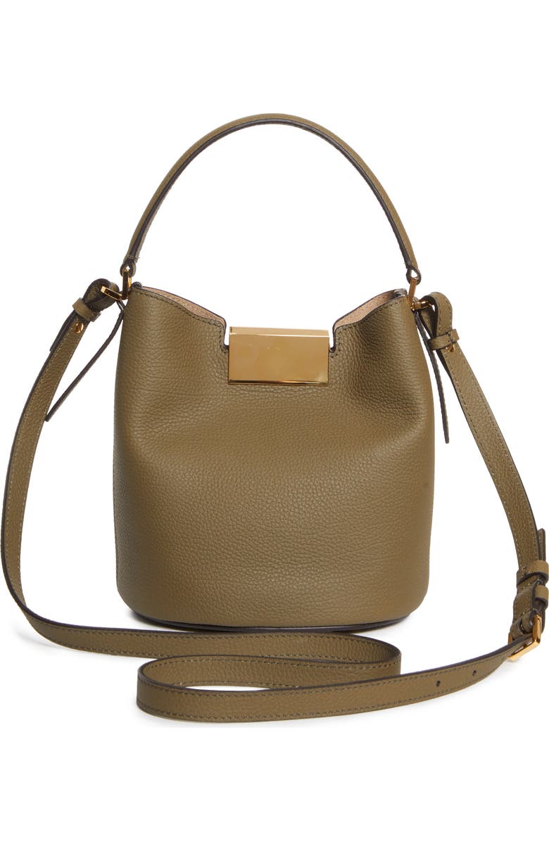 Marni Trunkaroo Leather Bucket Bag, Alternate, color, 376 - Sage