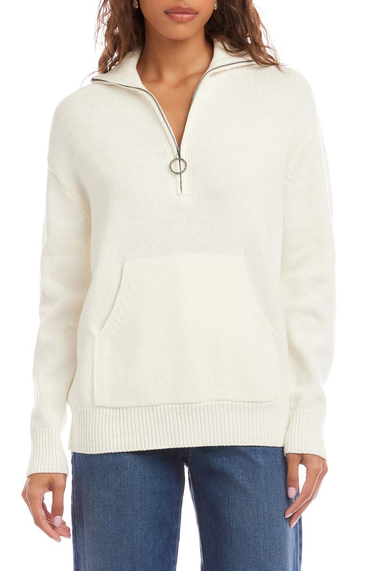 Half Zip Sweater, Main, color, OFF WHITE