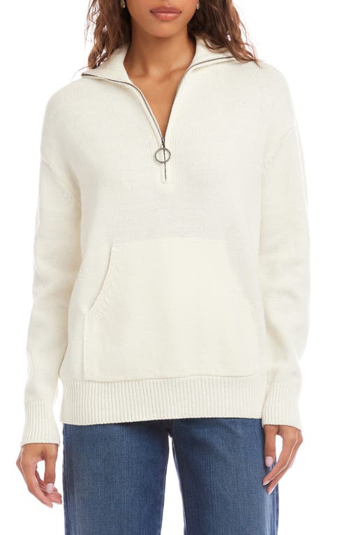 Karen Kane Half Zip Sweater In White