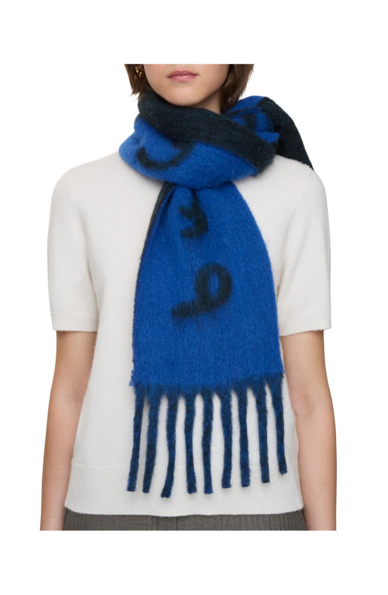 Burberry Reversible Logo Alpaca Wool Blend Scarf, Alternate, color, Firth Blue