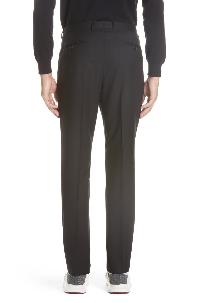 Z Zegna Flat Front Solid Stretch Wool Trousers, Alternate, color, 