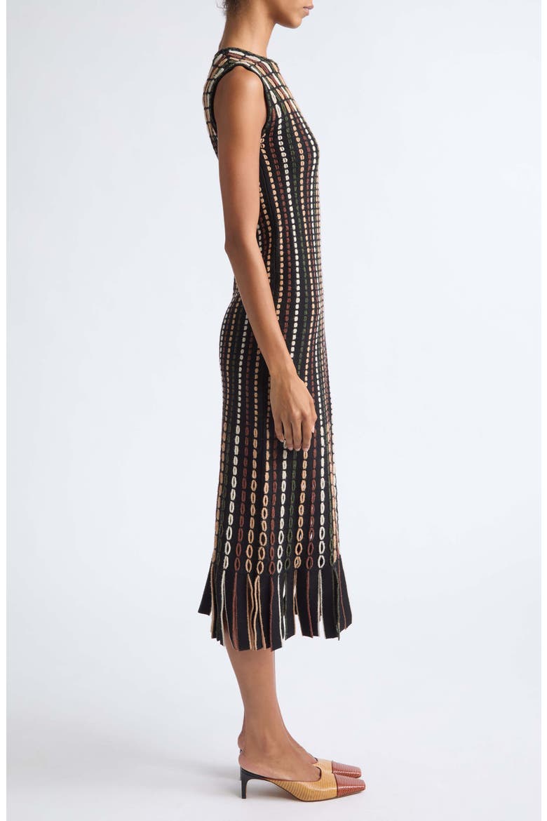Amina Fringe Knit Midi Dress, Alternate, color, NOCTIS
