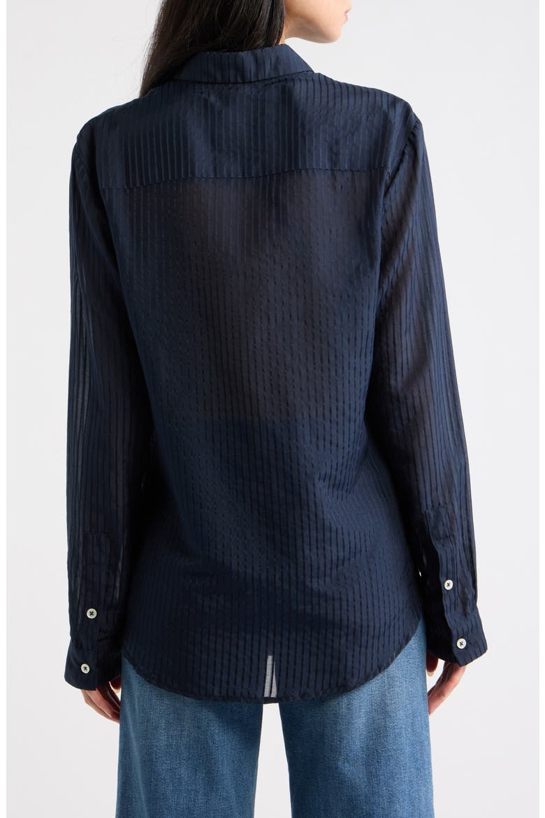 Striped Silk Blend Button-Up Shirt, Alternate, color, NAVY SHEER STRIPE