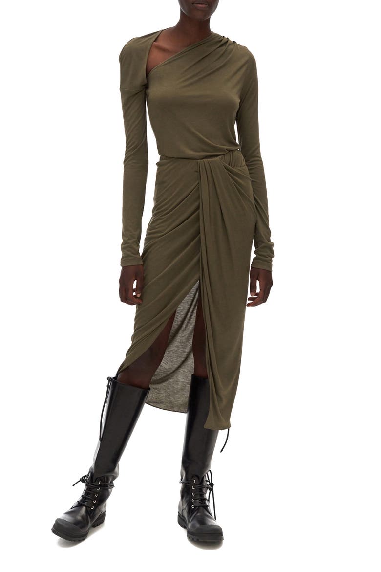 Asymmetrical Long Sleeve Stretch Jersey Top, Alternate, color, NAVAL GREEN