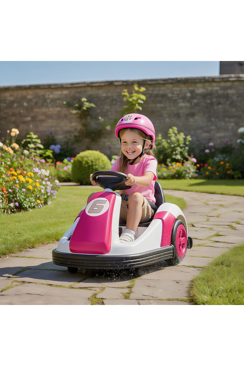 6V Kids Bumper Car with Big Wheels, 3.1 Mph Max, Electric Car for Kids with 360-Degree Spin, Slow Start, LED Power, Alternate, color, Pink