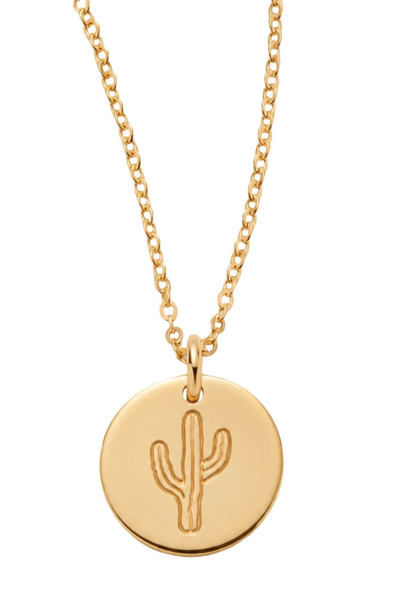 Cactus Disc Necklace, Alternate, color, Gold Filled