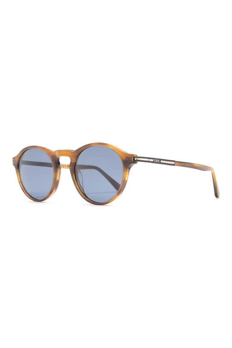 TODS 50mm Round Sunglasses, Alternate, color, COLOURED HAVANA / BLUE