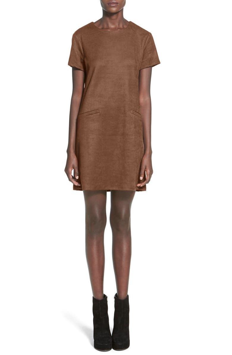 WAYF Faux Suede Shift Dress, Main, color,