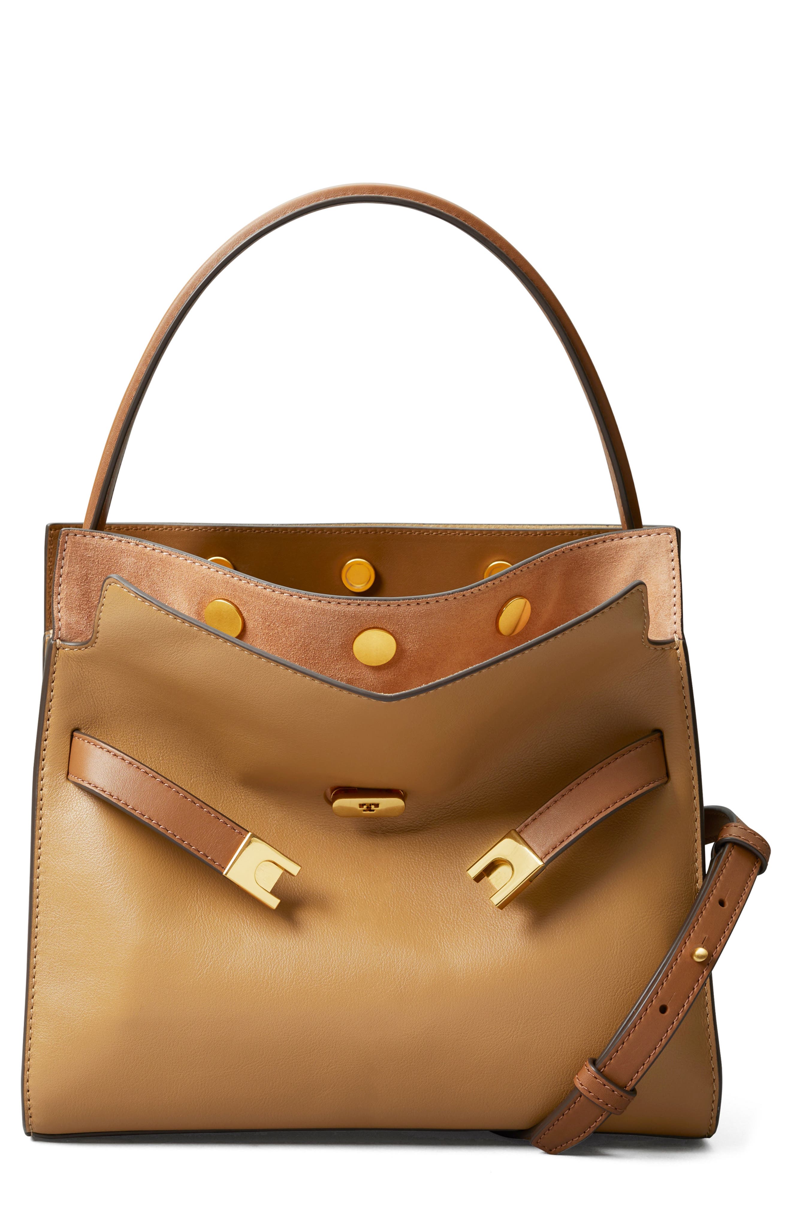 Tory Burch Lee Radziwill Small Leather Double Bag, Main, color, 