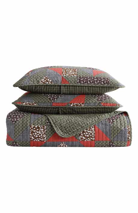 Eddie Bauer Block Patchwork Cotton Reversible Quilt Set