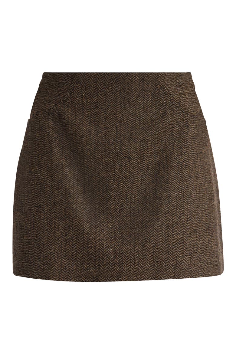 x Kacey Musgraves Buxton Low Rise Wool Blend Miniskirt, Alternate, color, BROWN HERRINGBONE