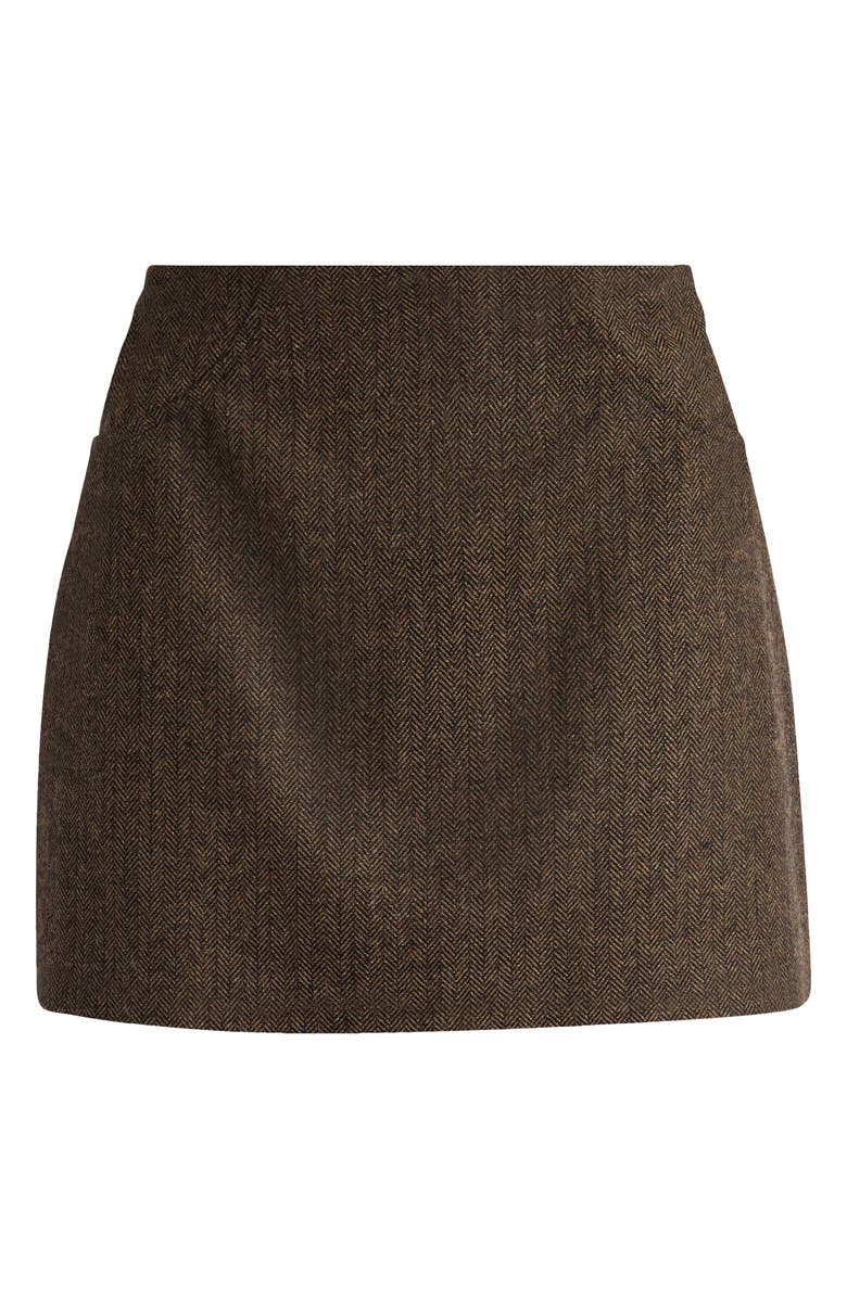 Reformation x Kacey Musgraves Buxton Low Rise Wool Blend Miniskirt, Alternate, color, Brown Herringbone